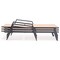 Leisuremod Marlin Patio Chaise Lounge Chair with Armrests in Black Aluminum Frame, Light Brown MLABL-77LBR - alternate 3