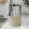 Happimess Asher Modern 4.13-Gallon 2-Tone Natural Wicker/Metal Cylinder Waste Basket, Chrome/Natural HPM1102B - alternate 1