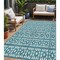 Homeroots 5' X 8' Teal Blue And Ivory Geometric Washable Indoor Outdoor Area Rug 613808 - alternate 1
