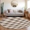 Homeroots 8' Brown And Beige Round Plaid Washable Indoor Outdoor Area Rug 595471 - alternate 2
