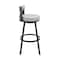 Armen Living Flynn 30in Swivel Bar Stool in Black Metal with Light Gray Faux Leather LCFLBABLKLGRY30 - alternate 2