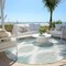 Homeroots 8' Aqua Teal Blue And Ivory Round Ikat Washable Indoor Outdoor Area Rug 589070 - alternate 2