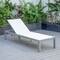 Leisuremod Marlin Grey Aluminum Patio Chaise Lounge Chair Set of 2 with Square Fire Pit Table, White MLGRCF21-77W2 - alternate 2