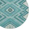 Homeroots 8' Teal Blue And Ivory Round Tribal Washable Indoor Outdoor Area Rug 598156 - alternate 2