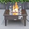 Leisuremod Walbrooke Patio Aluminum Square Slats Design Fire Pit Side Table with Lid & Fire Glass, Brown WBRS-27-GL - alternate 2