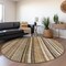 Homeroots 8' Taupe Beige And Brown Round Striped Washable Indoor Outdoor Area Rug 615021 - alternate 2