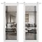 Sartodoors Sturdy Double Barn Door with Clear Glass, Lucia 2566 White Silk and Aluminum Strips, 13FT Rail Han LUCIA2566DB-S-WS-36 x 96 - alternate 1