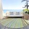 Homeroots 8' Sage Brown And Sky Blue Round Striped Washable Indoor Outdoor Area Rug 614949 - alternate 3