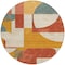 Homeroots 8' Coral Gold And Ivory Round Geometric Washable Indoor Outdoor Area Rug 617904 - alternate 2