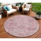 Homeroots 8' Pink And Gray Round Damask Washable Indoor Outdoor Area Rug 603781 - alternate 1