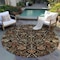 Homeroots 8' Black Brown And Red Round Floral Washable Indoor Outdoor Area Rug 603403 - alternate 2