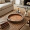 Homeroots 15in Gray And Natural Solid Wood Handmade Round Serving Tray With Handles 724233 - alternate 2