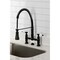 Kingston Brass Double-Handle Deck-Mount Pre-Rinse Bridge Kitchen Faucet, Matte Black GS1270BPL - alternate 2