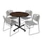Regency Round Kobe Breakroom Table W/ 4 Zeng Stack Chairs, 42 in W, 42 in L, Neo Walnut TKB42RNDNW44GY - alternate 1