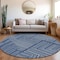 Homeroots 8' Navy Blue And Ivory Round Geometric Washable Indoor Outdoor Area Rug 600842 - alternate 3