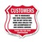 Signmission Restricted Area Shield Sign Customers Du, 6 inch X 6 inch, Plastic Sign, 2PK SHI-P-2PACK-6-458 - alternate 1