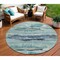 Homeroots 8' Sage Teal Blue And Navy Blue Round Abstract Washable Indoor Outdoor Area Rug 612481 - alternate 1