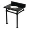 Kingston Brass 30" Black Granite Console Sink with Stainless Steel Legs, 8-Inch, 3-Hole, Black Granite/Matte Black KVPK30KOQ0 - alternate 1