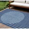 Homeroots 10' X 14' Navy Blue And Gray Striped Washable Indoor Outdoor Area Rug 597186 - alternate 1