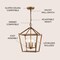 Jonathan Y Pagoda 12" 4-Light Classic Traditional Metal Cage Lantern LED Pendant, Antique Gold JYL7436B - alternate 2