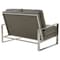 Leisuremod Jefferson Contemporary Faux Leather Loveseat with Silver Frame, Grey JAS53GR-L - alternate 2