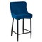 Homeroots Set of Two 30" Blue and Black Velvet and Metal Low Back Bar Height Bar Chairs, 2PK 555061 - alternate 2
