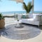 Homeroots 8' Sky Blue And Denim Blue Round Striped Washable Indoor Outdoor Area Rug 578006 - alternate 3