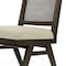 Homeroots Set of Two Dark Brown And Gray Wood Cane And Upholstery Dining Side Chairs 576834 - alternate 3