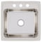 Elkay Sink, Drop-In Mount, 3 Hole, 19" x 16", Lustrous Satin DLR2222103 - alternate 2
