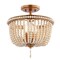 Jonathan Y Allie 14" 3-Light Bohemian Farmhouse Wood Bead/Iron LED Semi Flush Mount, Antique Gold/Light Taupe JYL9020C - alternate 1