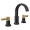 Delta Albion Two Handle Widespread Bathroom Faucet Matte Black / Champagne Bronze 35855LF-GZ - alternate 2