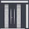 Vdomdoors Metal Double Doors Deux 0757 Gray Graphite Frosted Glass 1 Sidelight and Top Transom Entry Modern P DEUX0757DEXD-GRE-W72+14xH96+16-LH-O - alternate 1