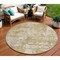 Homeroots 8' Gold Brown And Beige Round Abstract Washable Indoor Outdoor Area Rug 597964 - alternate 1