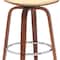 Homeroots 30" Cream And Wood Brown Faux Leather Swivel Low Back Bar Height Bar Chair 534436 - alternate 3