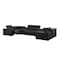 Homeroots Black Leather Modular U Shaped Eight Piece Corner Sectional With Console 643908 - alternate 3