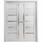 Sartodoors Sliding French Double Pocket Doors Frosted Glass Grey 64x80 (2* 32x80) Solid Core Modern Interior QUADRO4088DP-OAK-64 - alternate 1
