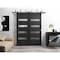 Sartodoors Sliding Closet Barn Bypass Doors 48 x 84in, Quadro 4113 Matte Black Frosted Glass, Sturdy 6.6ft Rails QUADRO4113BBB-BLK-4884 - alternate 1