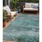 Homeroots 5' X 8' Teal Blue Gray And Pale Aqua Abstract Washable Indoor Outdoor Area Rug 630856 - alternate 1