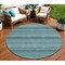Homeroots 8' Teal Blue And Aqua Round Striped Washable Indoor Outdoor Area Rug 610614 - alternate 1
