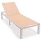 Leisuremod Marlin White Aluminum Patio Chaise Lounge Chair Set of 2 with Square Fire Pit Table, Light Brown MLWCF21-77LBR2 - alternate 2