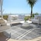 Homeroots 8' Gray Black And Ivory Round Plaid Washable Indoor Outdoor Area Rug 596341 - alternate 2