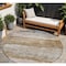 Homeroots 8' Beige Brown And Gray Round Abstract Washable Indoor Outdoor Area Rug 605975 - alternate 1
