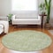 Homeroots 8' Artichoke Green And Ivory Round Floral Washable Indoor Outdoor Area Rug 604655 - alternate 3