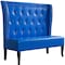 Homeroots 51" Blue Faux Leather Settee With Dark Brown Legs 285985 - alternate 2