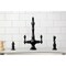 Kingston Brass Two-Handle Single-Hole Kitchen Faucet with Brass Sprayer, Matte Black KS1770ALBS - alternate 3