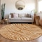 Homeroots 8' Copper And Tan Round Animal Print Washable Indoor Outdoor Area Rug 600644 - alternate 3