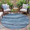Homeroots 8' Blue Aqua And Ivory Round Abstract Washable Indoor Outdoor Area Rug 631235 - alternate 2