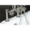 Kingston Brass 7" Center Deck-Mount Clawfoot Tub Faucet with Hand Shower, Brushed Nickel AE8108CG - alternate 2