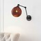 Jonathan Y Lyla 22" 1-Light Mid-Century Vintage Rattan Globe Swing Arm LED Sconce, Dark Brown/Black JYL1604A - alternate 2