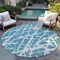 Homeroots 8' Round Teal Round Abstract Washable Non Skid Indoor Outdoor Area Rug 559330 - alternate 2